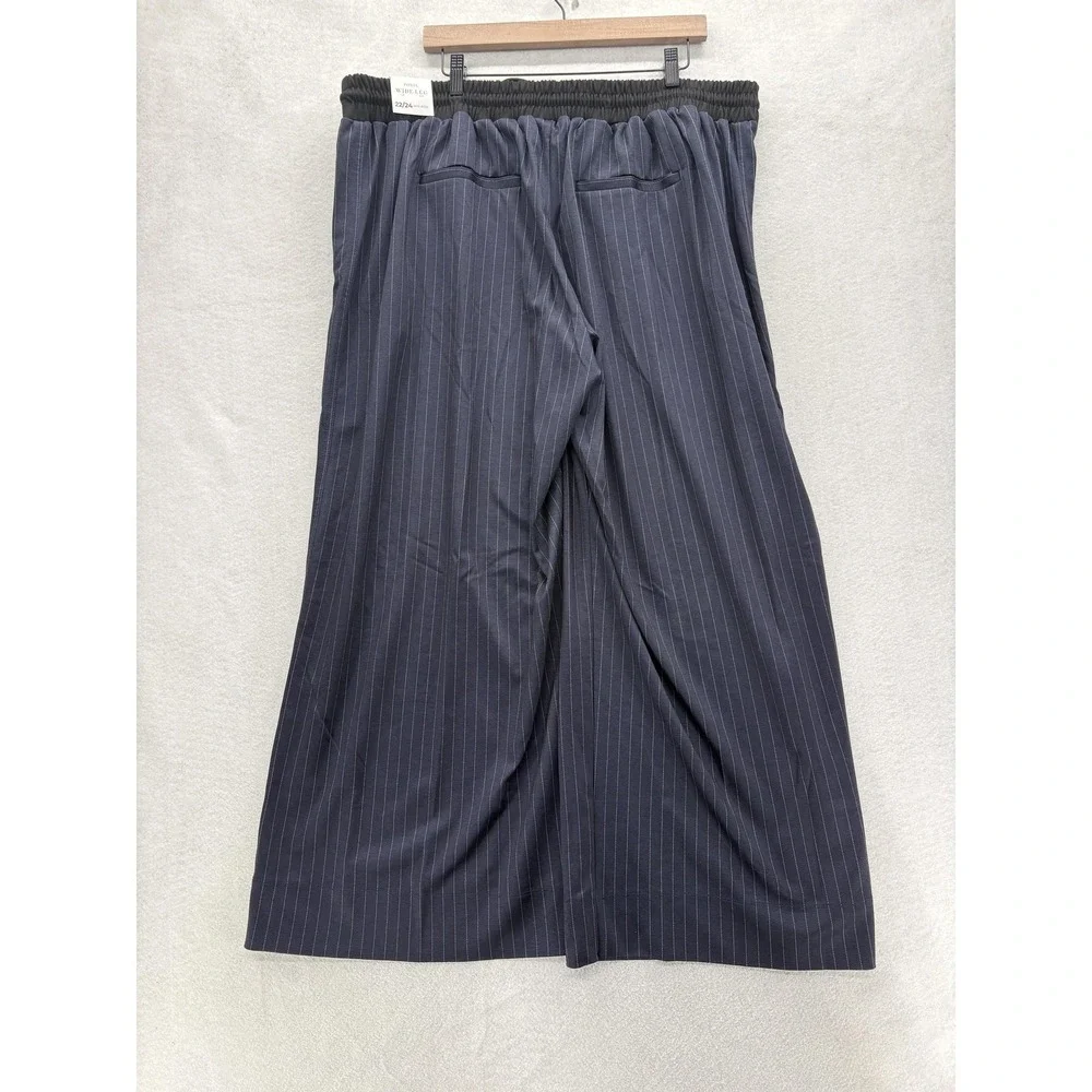 Lane Bryant Ponte Wide Leg Dress Pants Womens 22/24 Blue Pinstripe Stretch NWT
